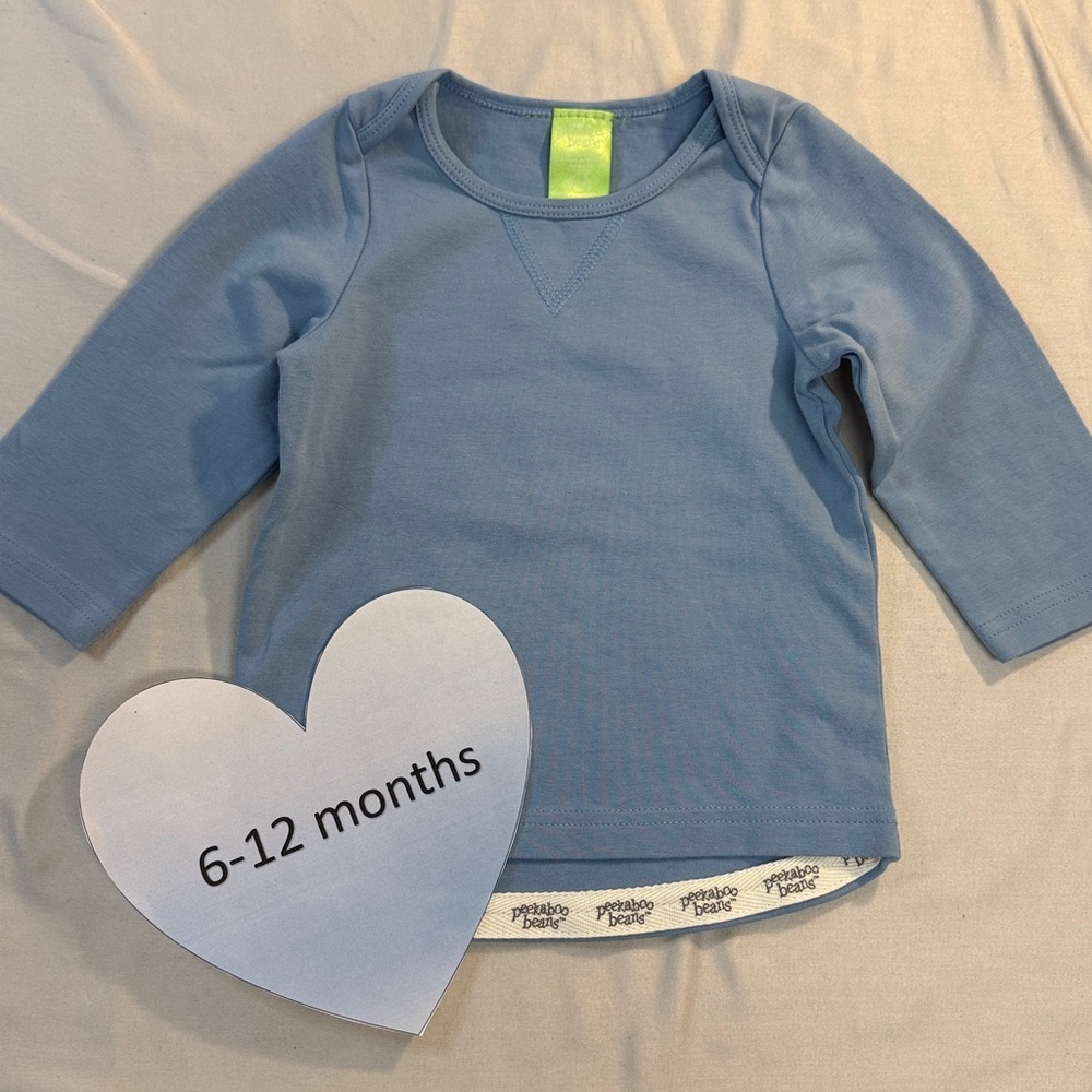 Peekaboo Beans - 6-12M Long sleeve Blue Kids Shirt